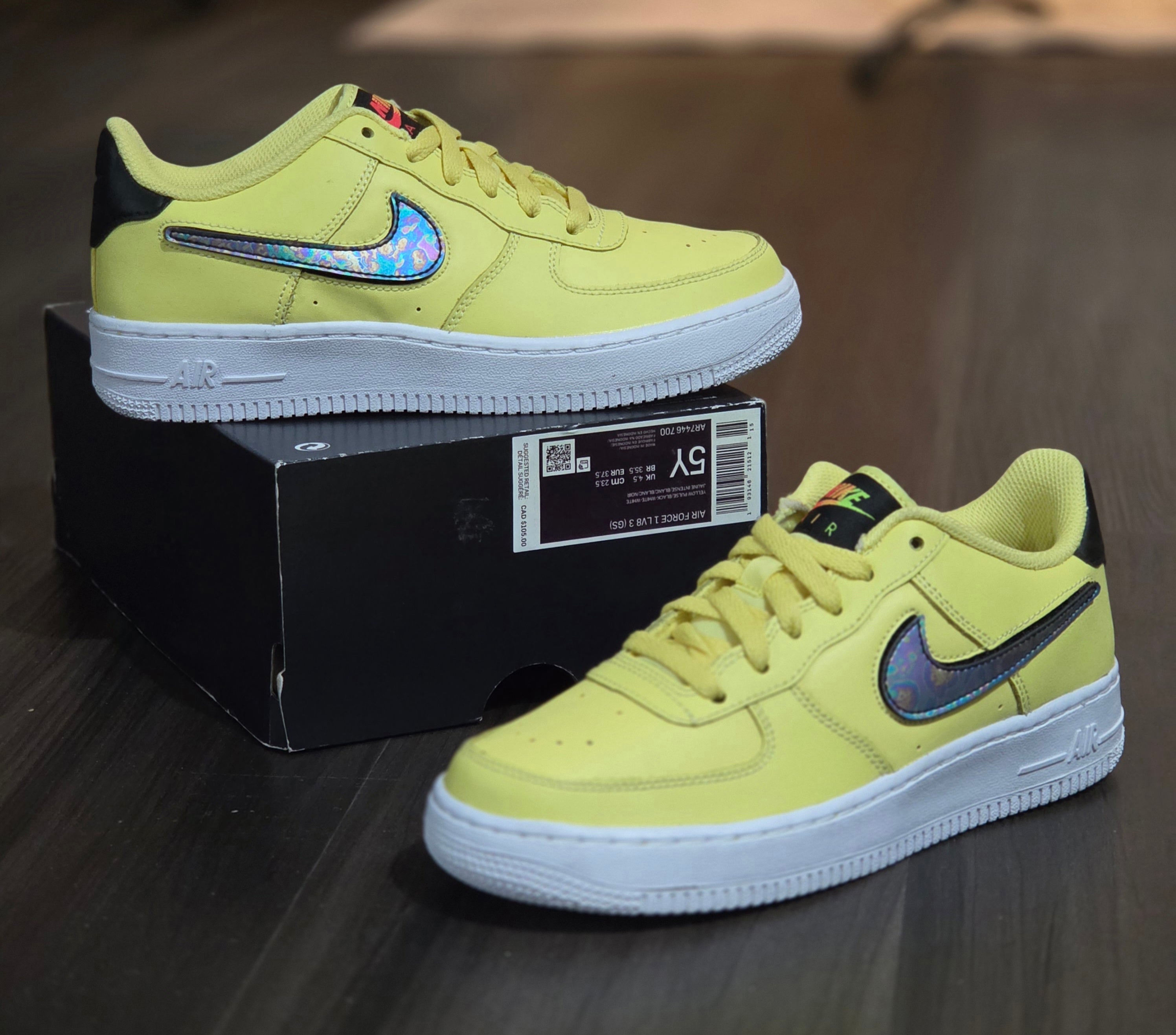 Nike Air Force 1 (GS)LV8 3 Low Yellow Pulse-Size 5 Y